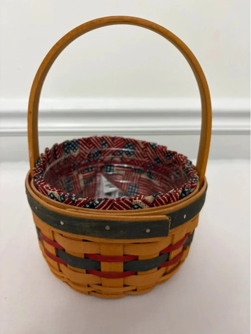 Longaberger 1997 Inaugural Basket Patriotic Liner & Plastic Protector